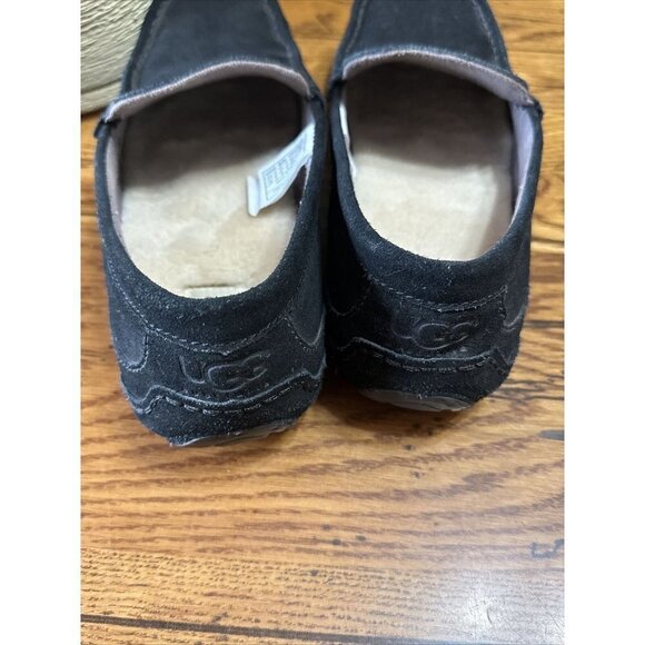 UGG Slippers Mens 10 Shearling Slip On Flats Black Suede Sheepskin - Picture 6 of 6